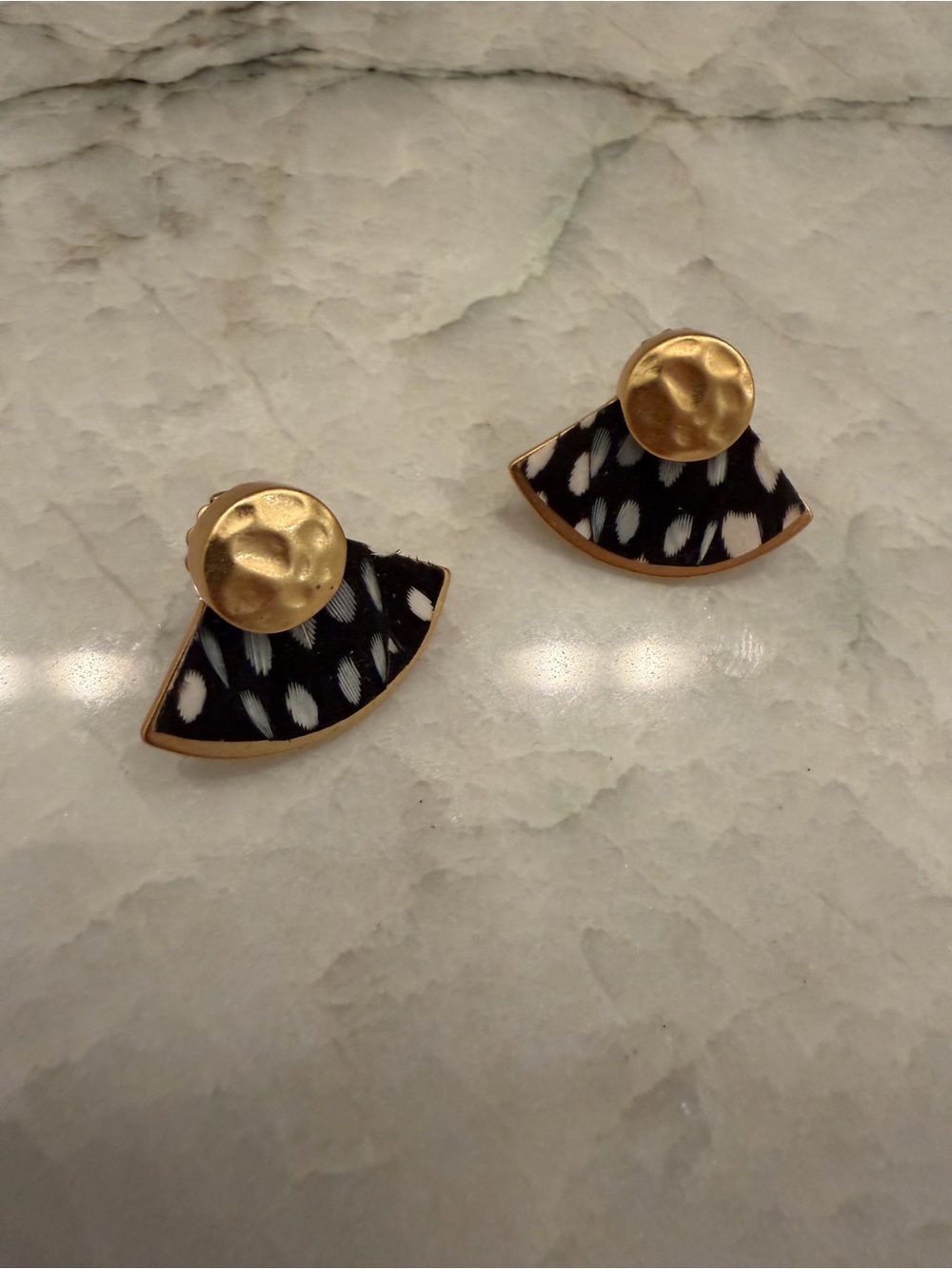Brackish Hiott Stud Earrings - 24kt gold plated, Guinea feathers